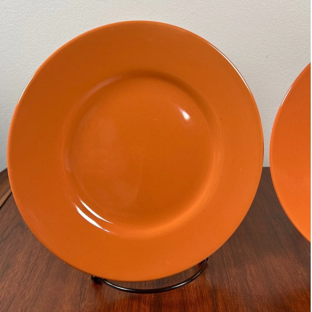 Studio 33 Orange Salad Dessert Plates Solid Terra-Cotta Glossy MCM Set of 4 - 8
